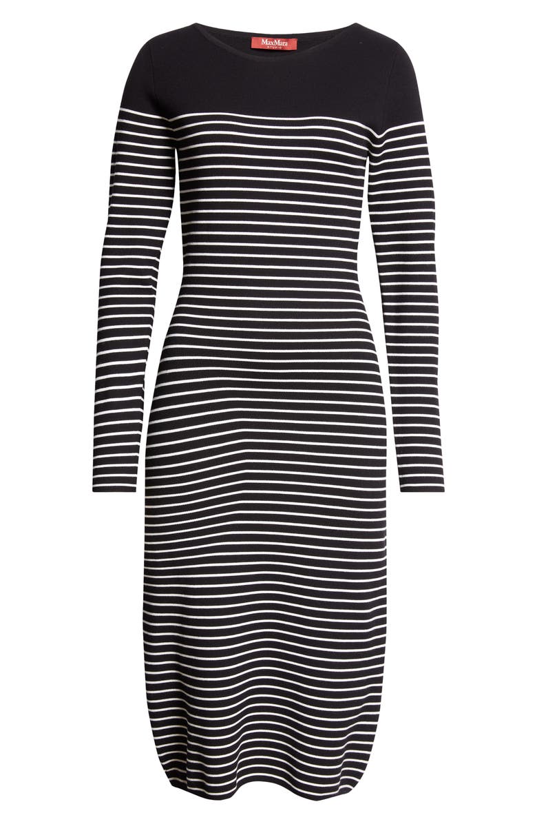 Max Mara Studio Flipper Stripe Long Sleeve Midi Sweater Dress, Alternate, color, Navy