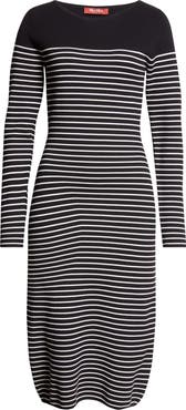 Max Mara Studio Flipper Stripe Long Sleeve Midi Sweater Dress