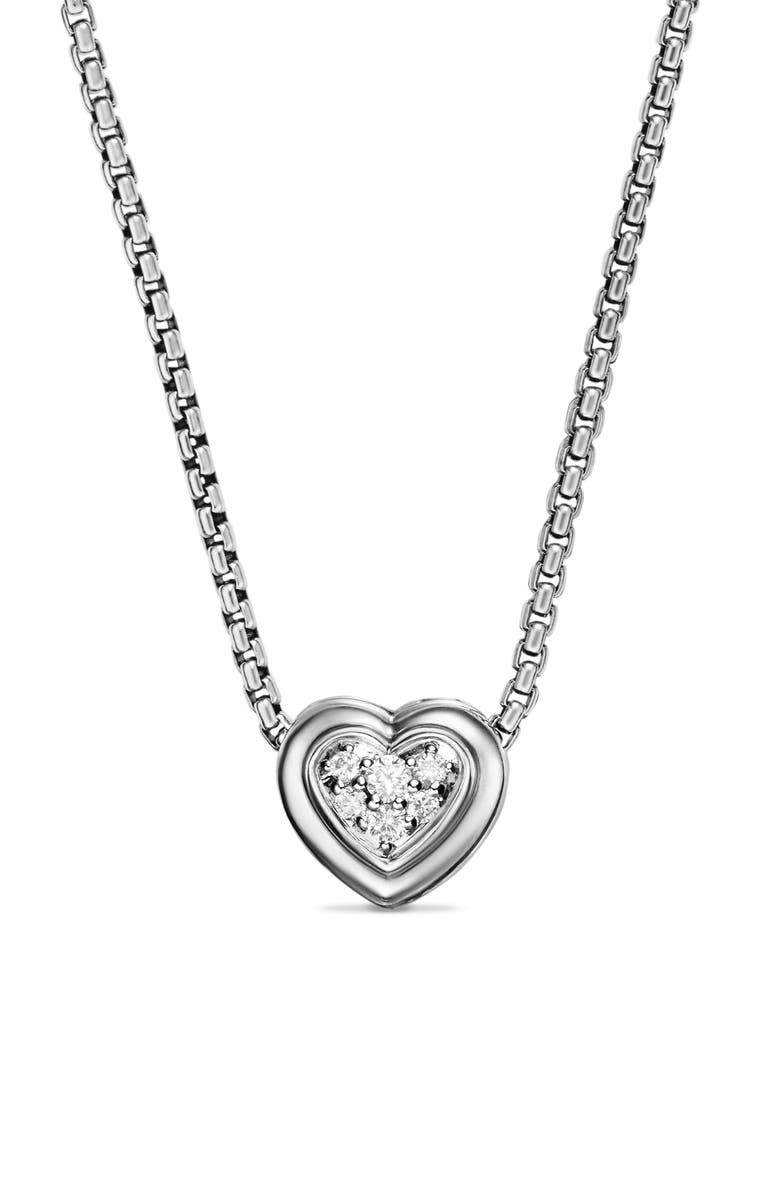 David Yurman Diamond Puffy Heart Pendant Necklace, Main, color, 