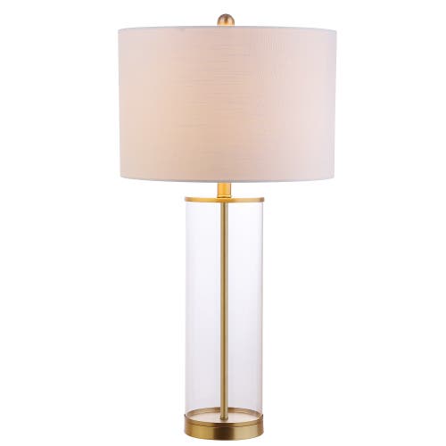 Shop Jonathan Y Collins 29.25" Glass Led Table Lamp In Clear/brass Gold