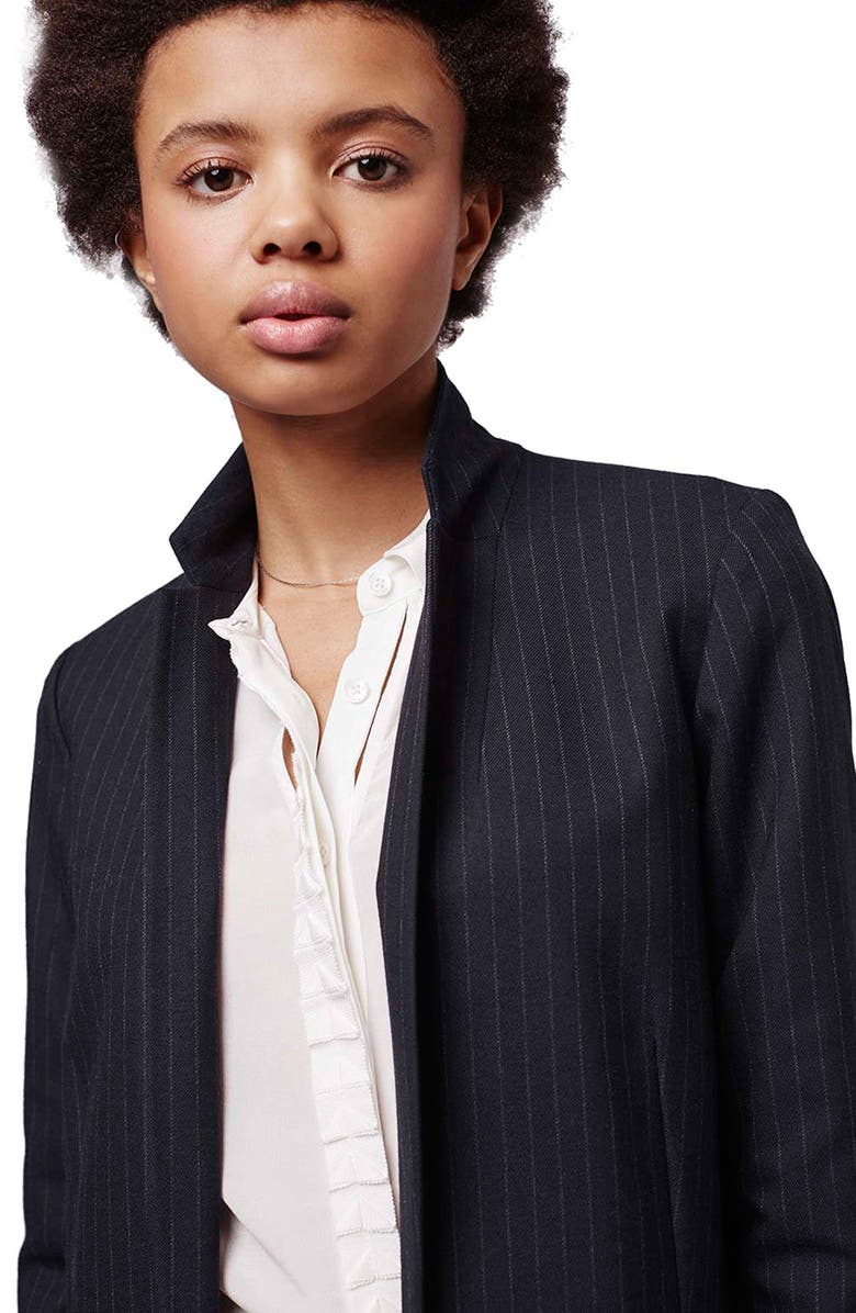 Topshop Pinstripe Blazer, Alternate, color,