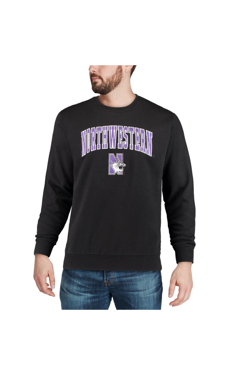 COLOSSEUM Men's Colosseum Black Northwestern Wildcats Arch & Logo Crew Neck Sweatshirt, Alternate, color, Black