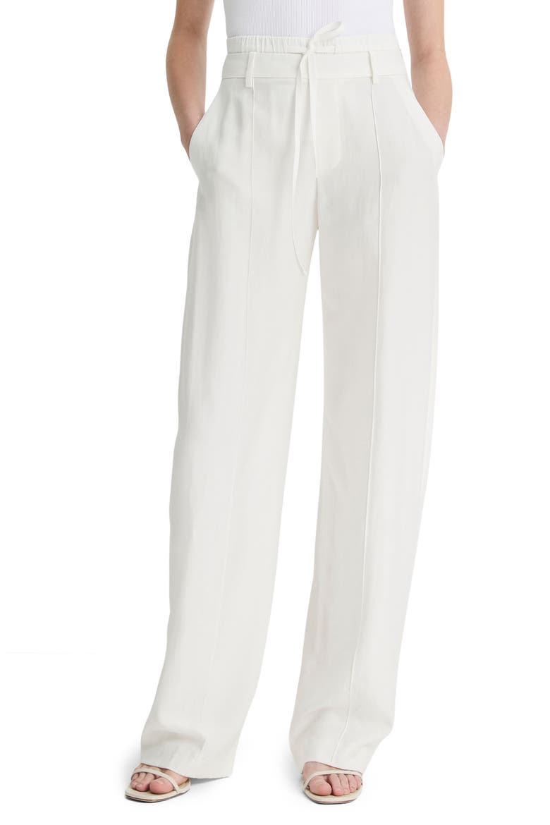 Double Waist Drawstring Pants, Main, color, OFF WHITE