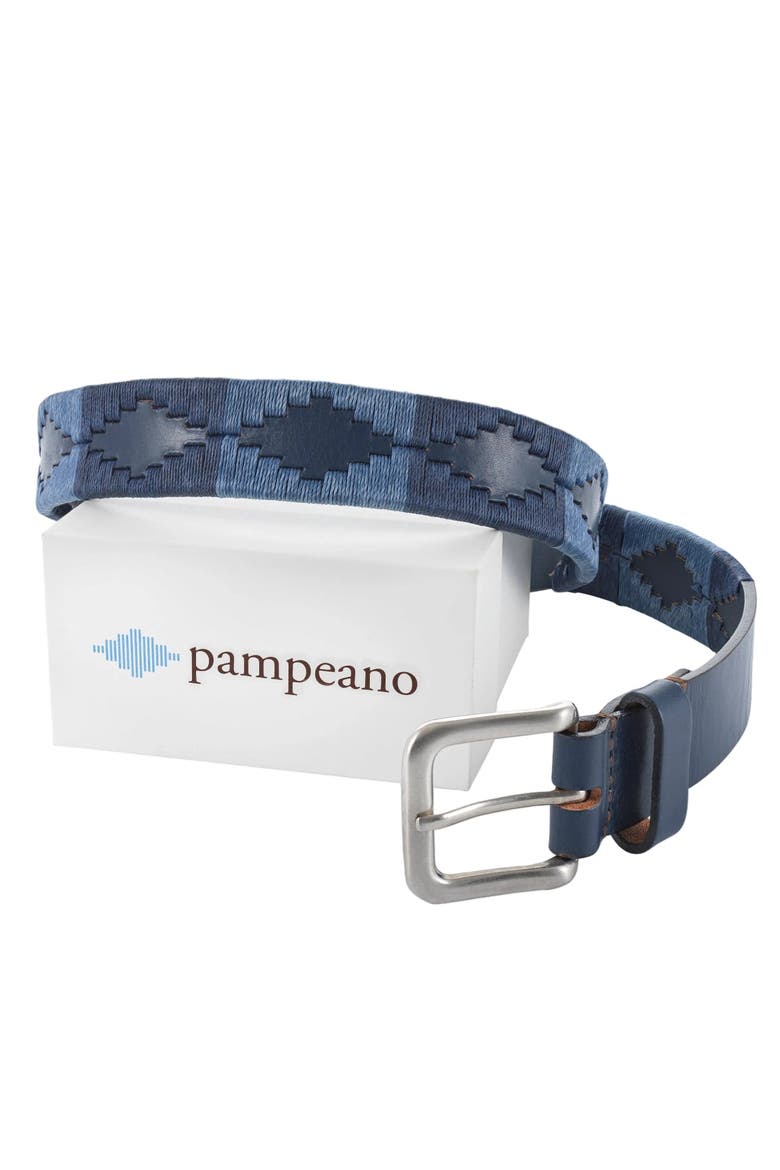 Ondas Leather Belt, Main, color, Navy/Blue/Navy