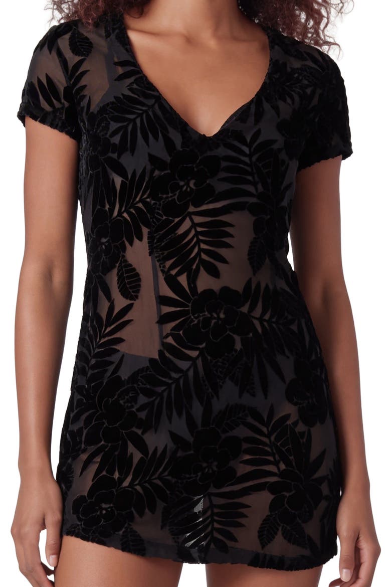 Country Floral Womens V-neck Mini Dress, Alternate, color, COUNTRY FLORAL BLACK