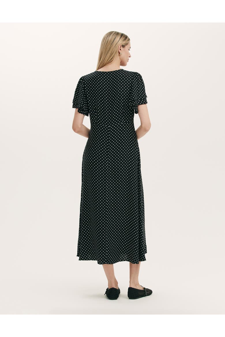 Saskia Polka Dot Midi Tea Dress, Alternate, color, Black Spot