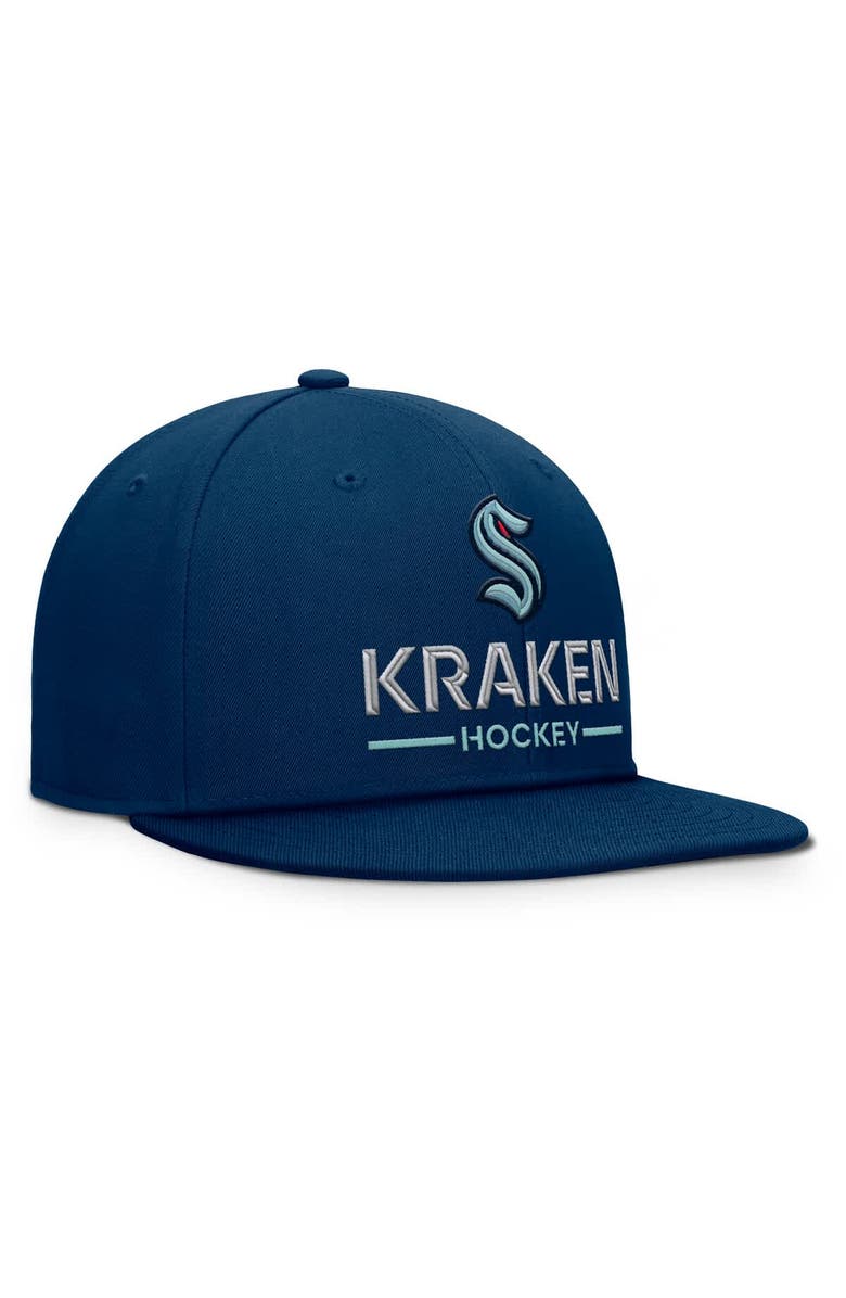FANATICS Men's Fanatics Deep Sea Blue Seattle Kraken Authentic Pro Rink Lockup Snapback Hat, Alternate, color, Navy