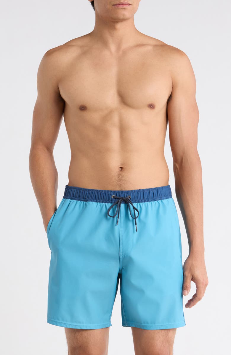 O'Neill Hermosa Side Panel Swim Shorts, Main, color, Blue Fade