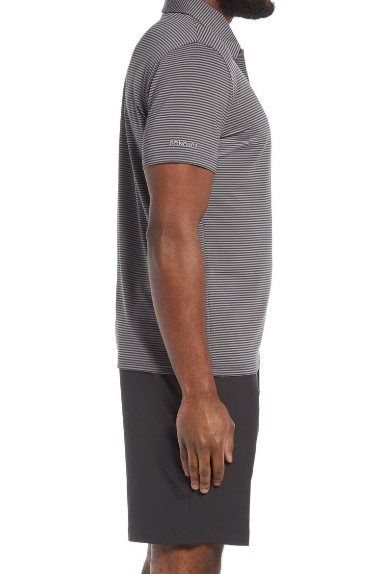 Men's Slim Fit Stripe Performance Golf Polo, Alternate, color, PHANTOM/ CLOUDBURST STRIPE