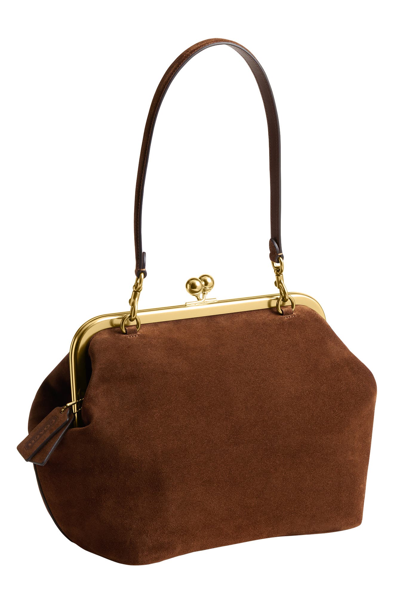 COACH Kiss Lock Frame 27 Suede Clutch, Alternate, color, 