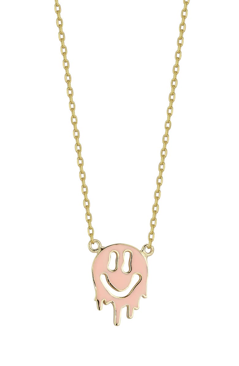 SPHERA MILANO Enamel Smiley Face Pendant Necklace, Main, color, Gold
