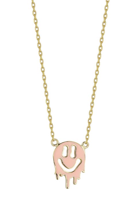 Enamel Smiley Face Pendant Necklace