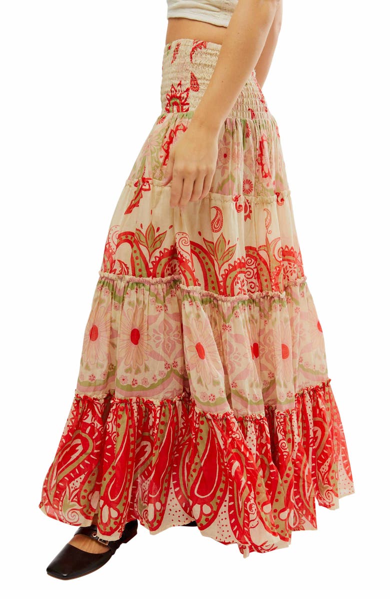 Free People Super Thrills Print Tiered Maxi Skirt, Alternate, color,