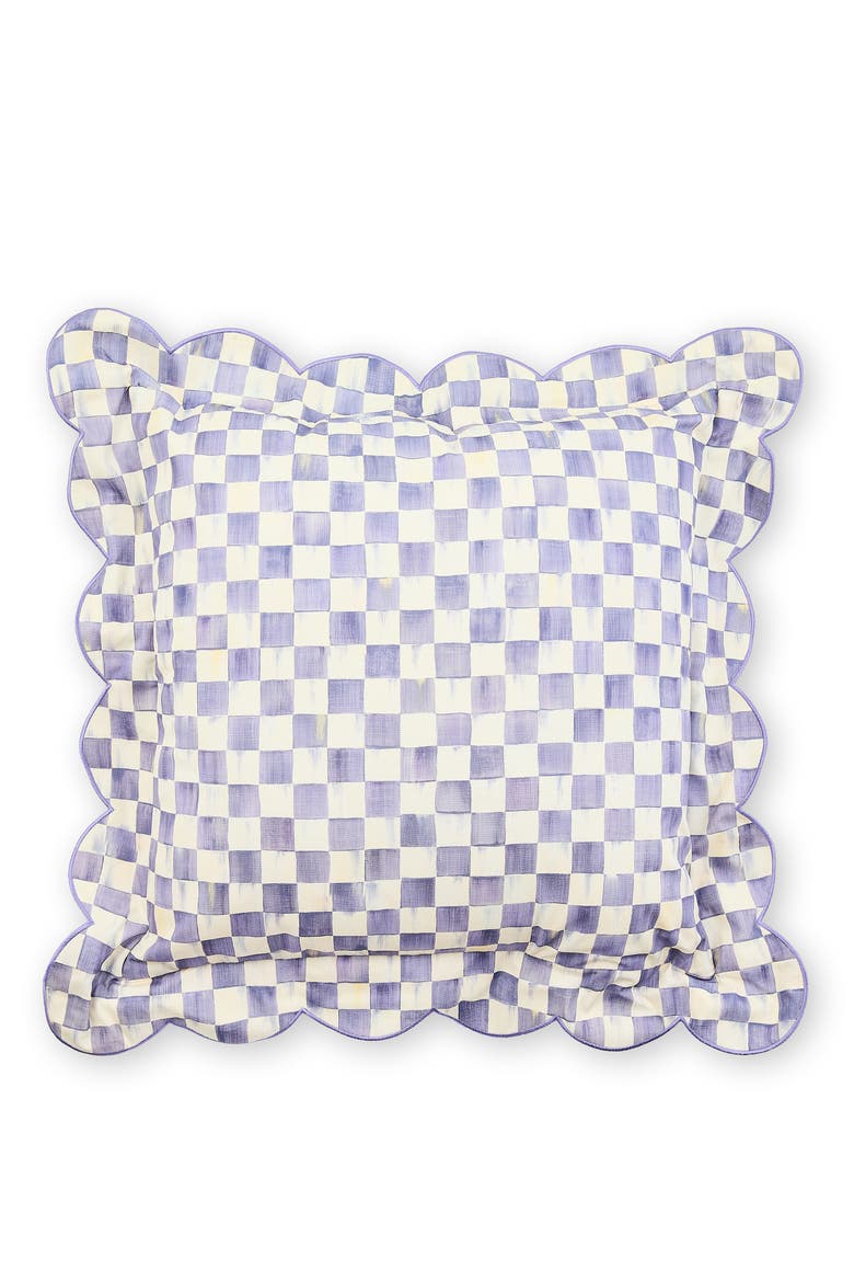 Violet Check Reversible Scalloped Throw Pillow, Main, color, VIOLET
