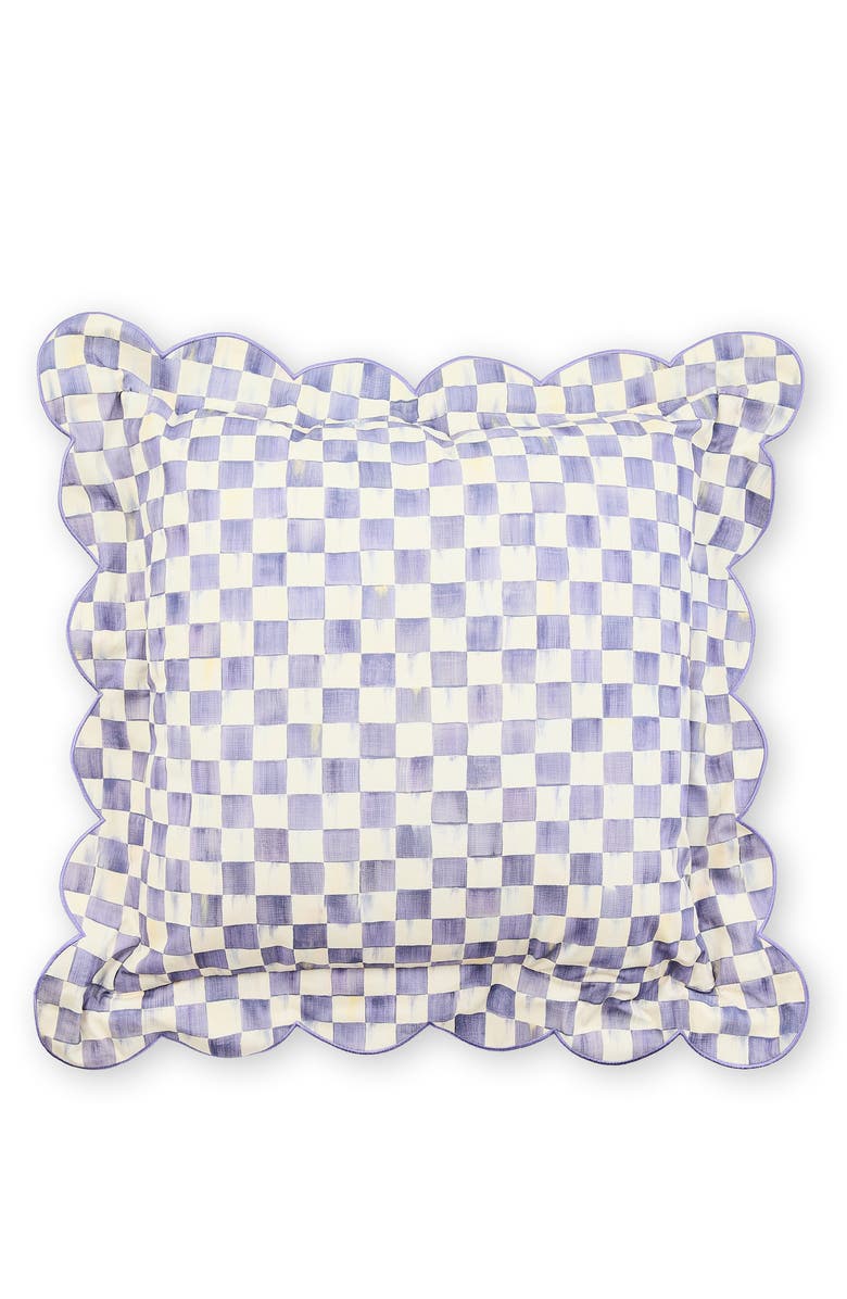 MACKENZIE CHILDS Violet Check Reversible Scalloped Throw Pillow, Main, color, Violet