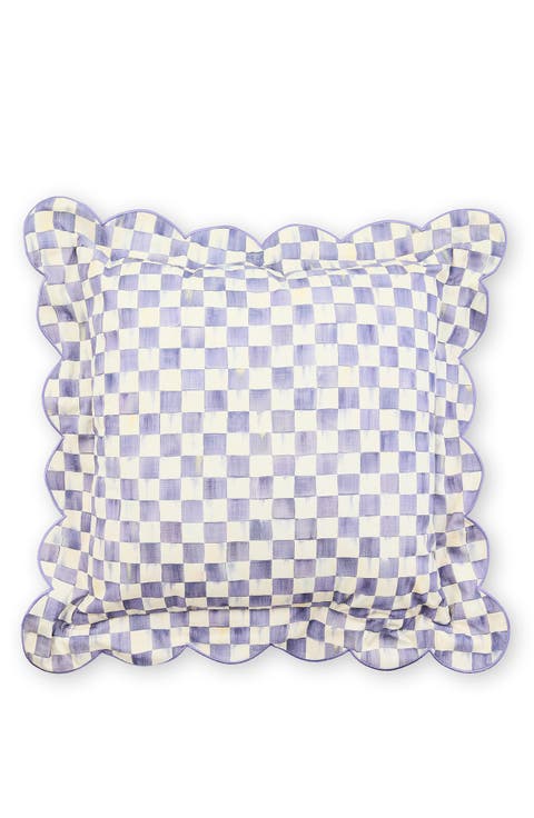 Violet Check Reversible Scalloped Throw Pillow