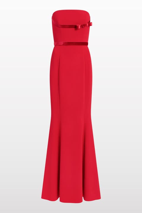 Pamela Bow-Detail Strapless Maxi Dress