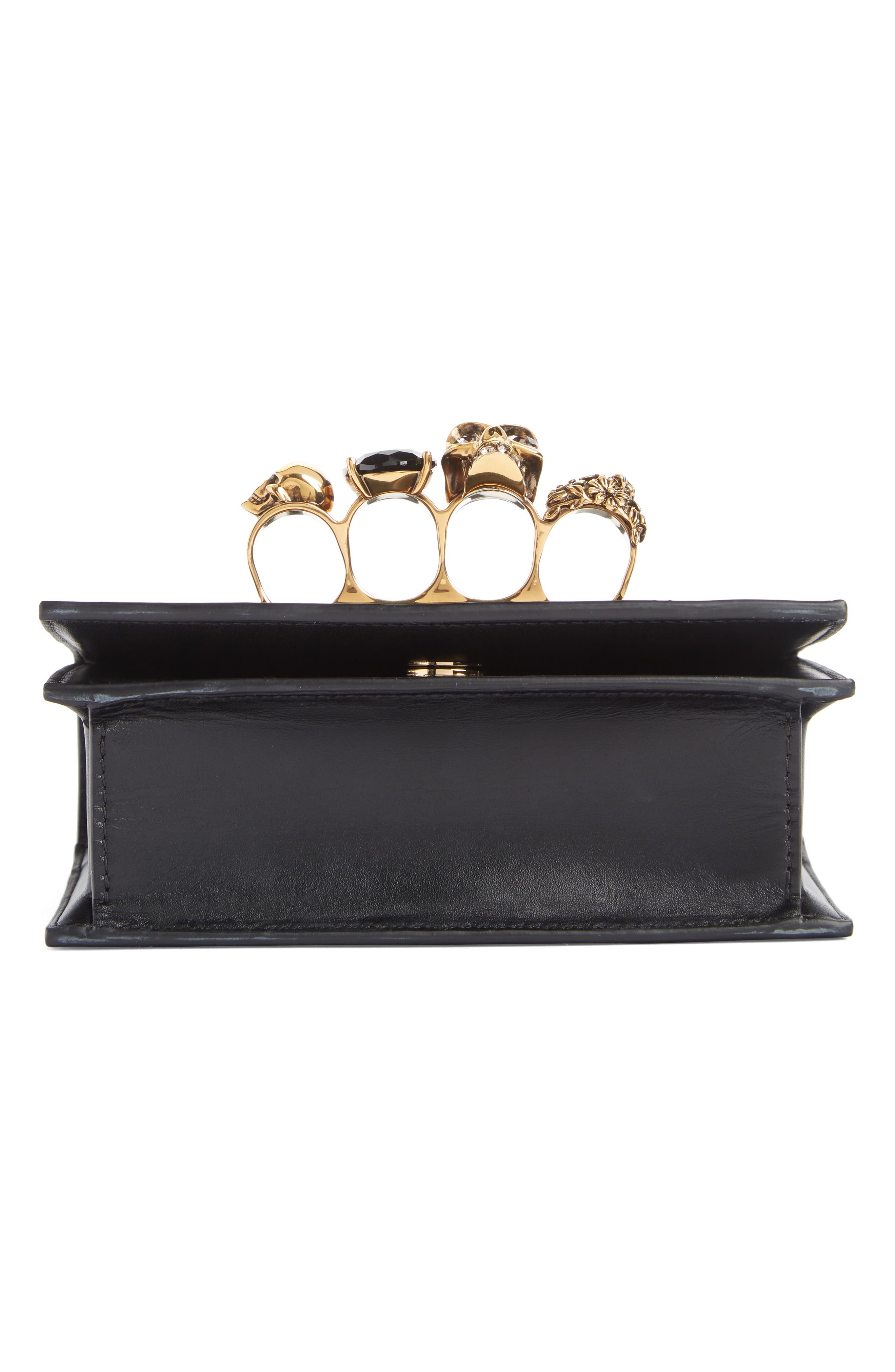 McQueen Alexander McQueen Mini Jewelled Knuckle Leather Crossbody Bag, Alternate, color, 