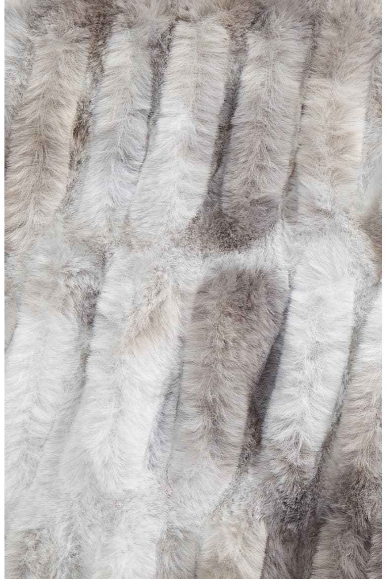 Ruched Faux Fur Throw Blanket, Alternate, color, GREY DRIZZLE MULTI
