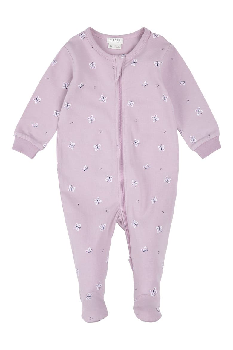 Fitted Stretch Organic Cotton Footie Pajamas, Main, color, LIGHT PURPLE