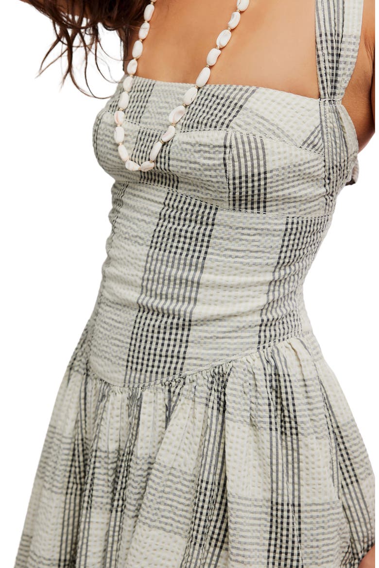 Laurel Plaid Cotton Minidress, Alternate, color, BLACK AND WHITE COMB
