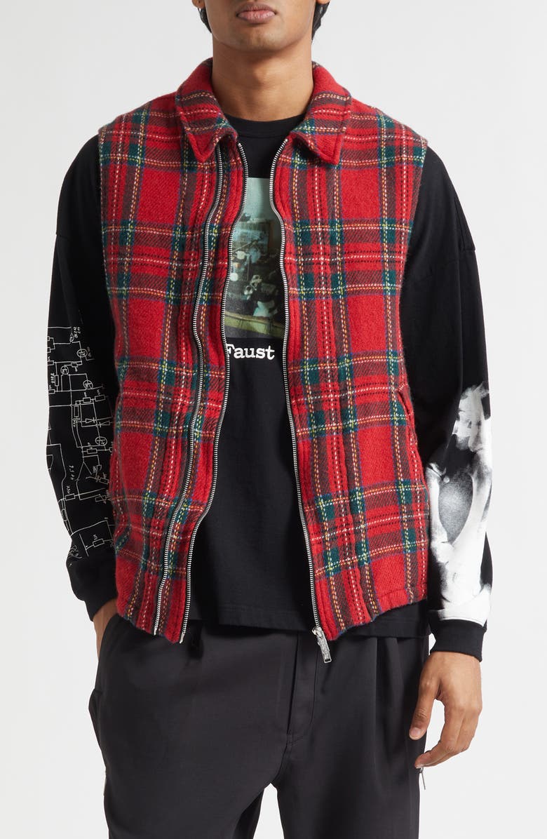 Undercover Plaid Wool Vest, Main, color, Red Check