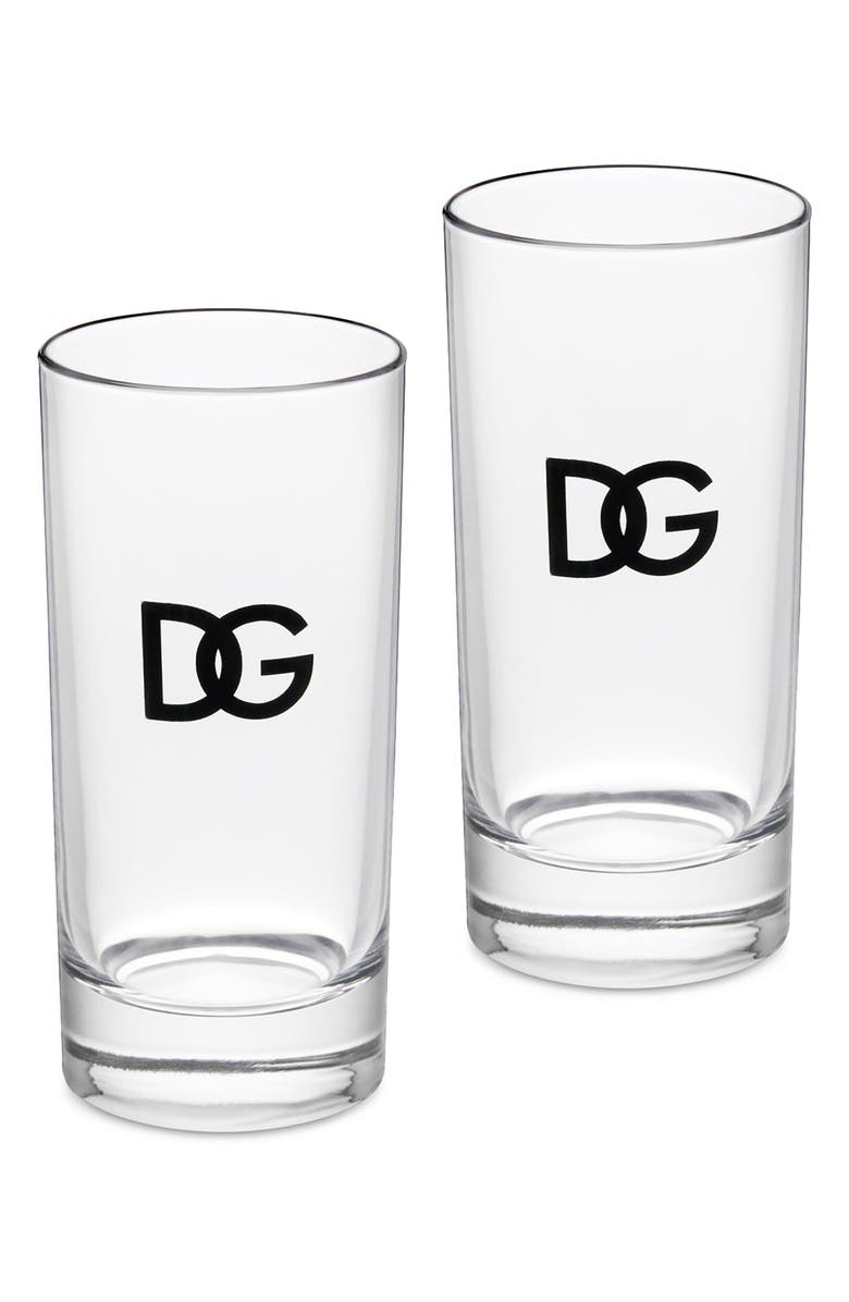 Dolce&Gabbana DG Logo Set of 2 Drinking Glasses, Main, color, 