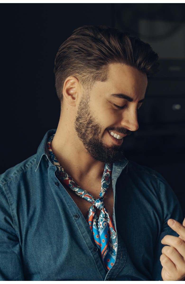 Elizabetta Barbaresco - Hand Rolled Silk Neckerchief, Alternate, color, Blue And Red