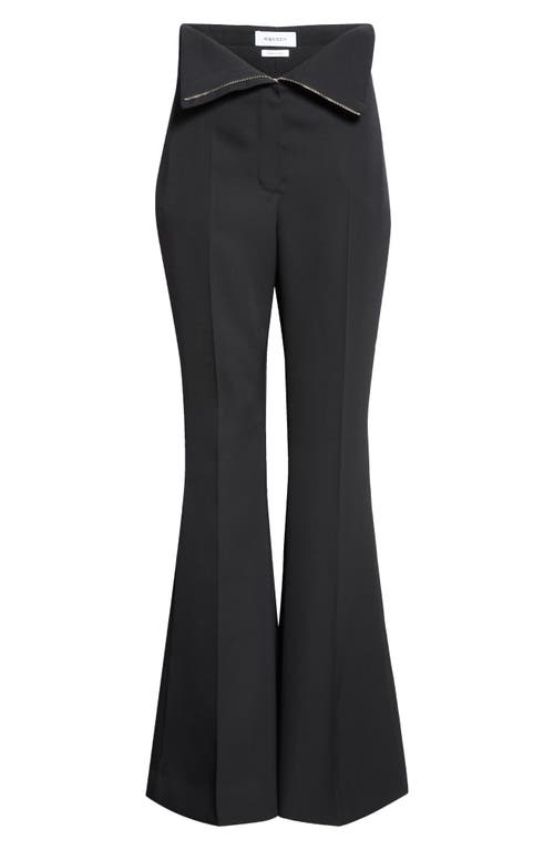 Alexander Mcqueen Foldover-waist Flare Trousers In Black