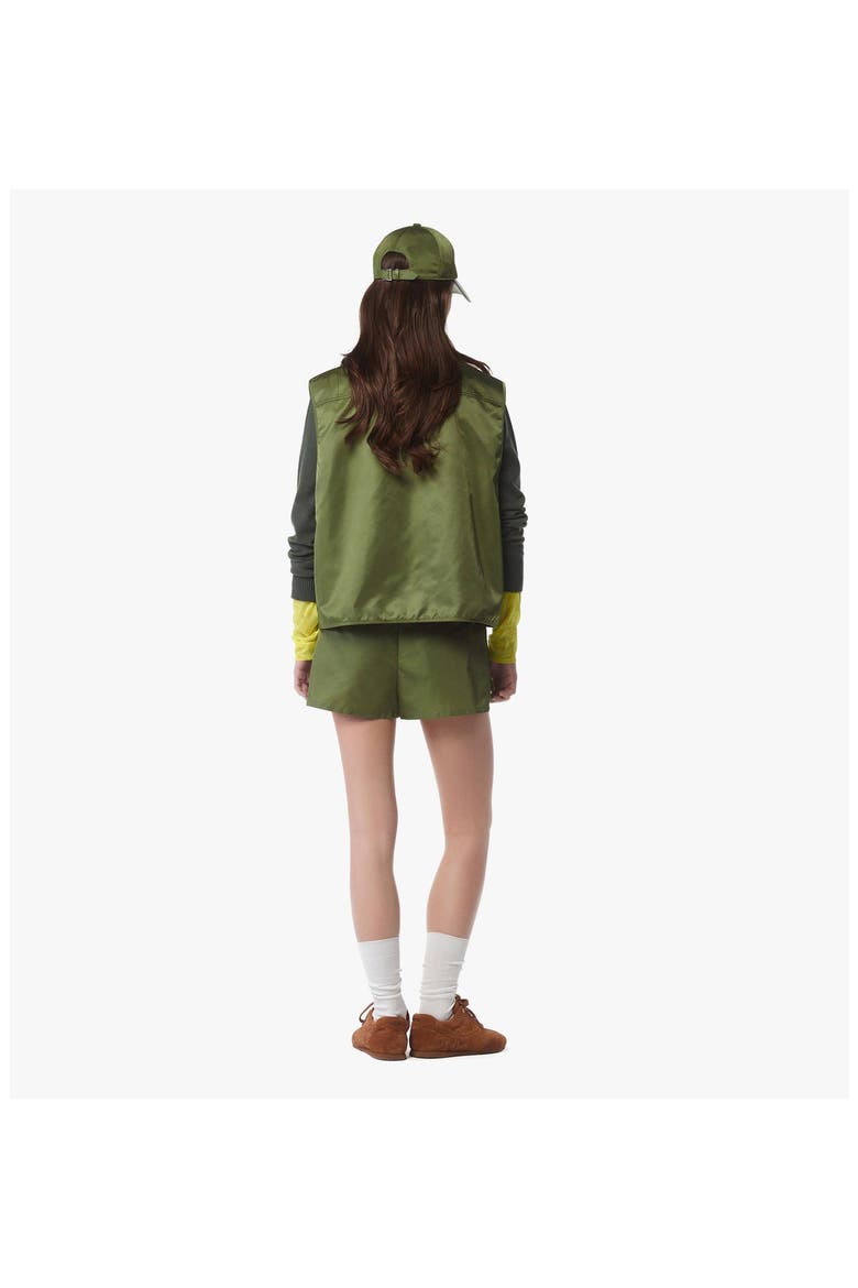 Vest in ECONYL® and Monogram Print Leather, Alternate, color, Khaki Moss