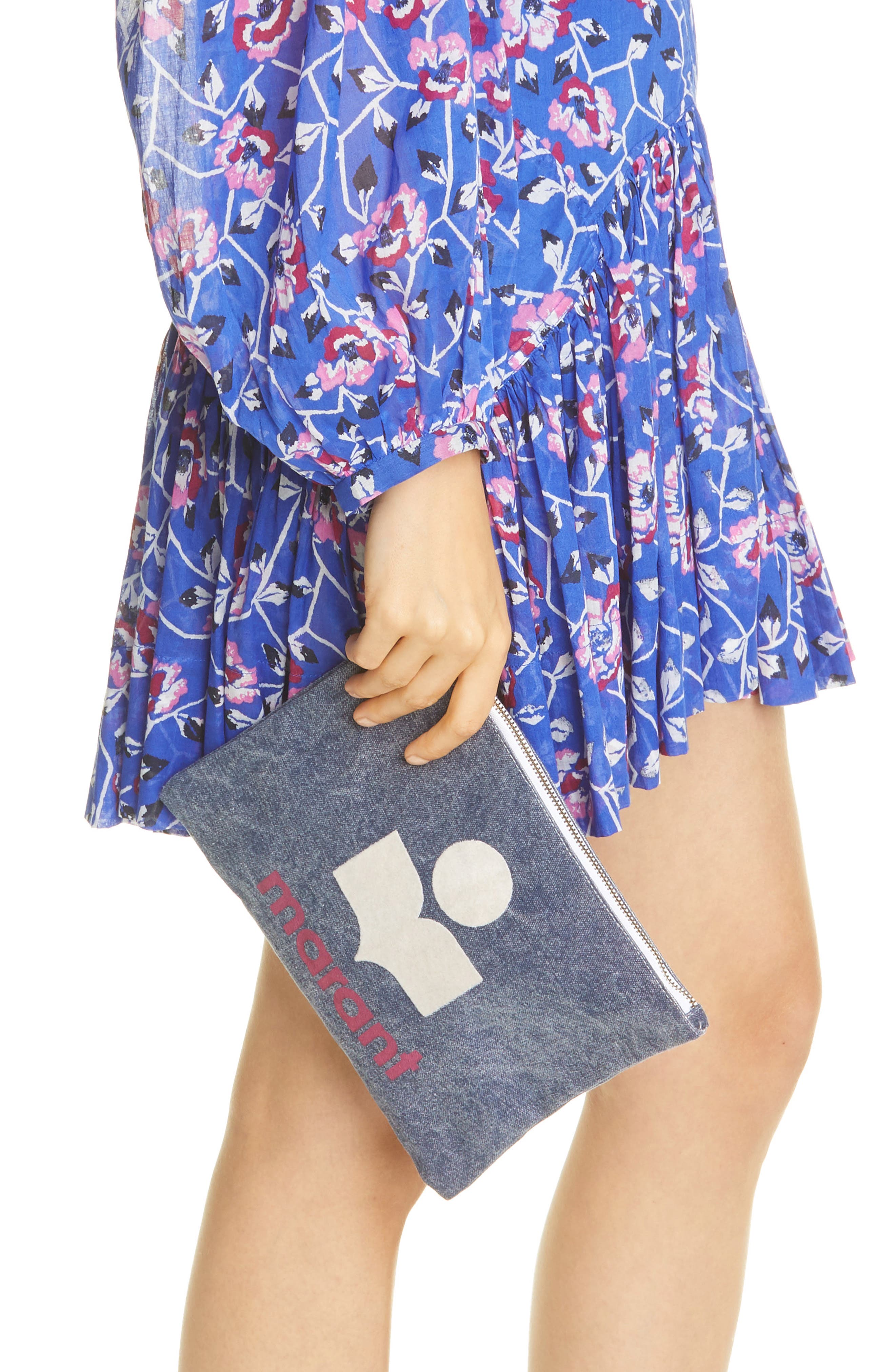 Isabel Marant Nettia Denim Clutch, Alternate, color, 