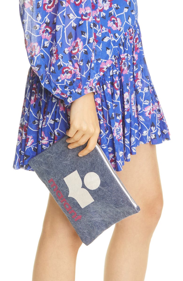 Isabel Marant Nettia Denim Clutch, Alternate, color,