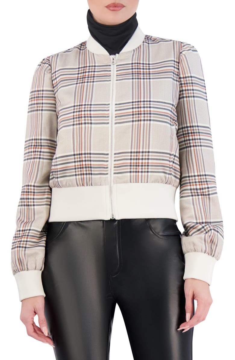 Ookie & Lala Plaid Satin Bomber Jacket, Alternate, color,