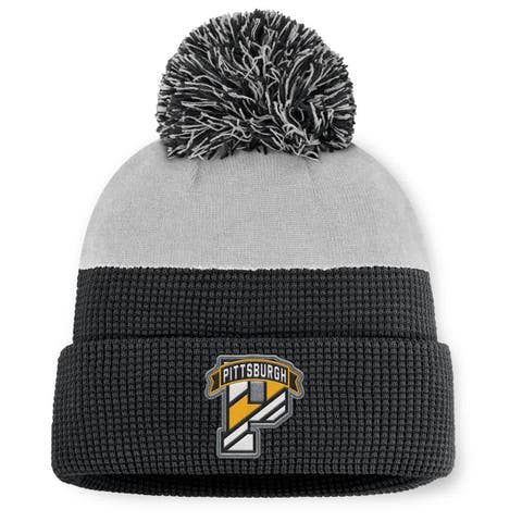 Men's Fanatics Black/Gray Pittsburgh Penguins Authentic Pro Home Ice Cuffed Knit Hat with Pom