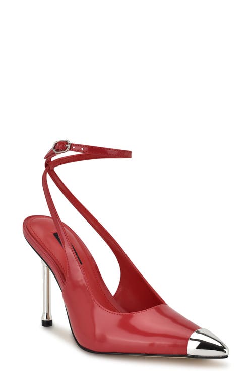 Nine West Monroh Pointed Cap Toe Pump In Medium Red