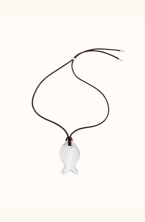 Joiana Jewelry Silver Fishie Pendant Necklace In Black
