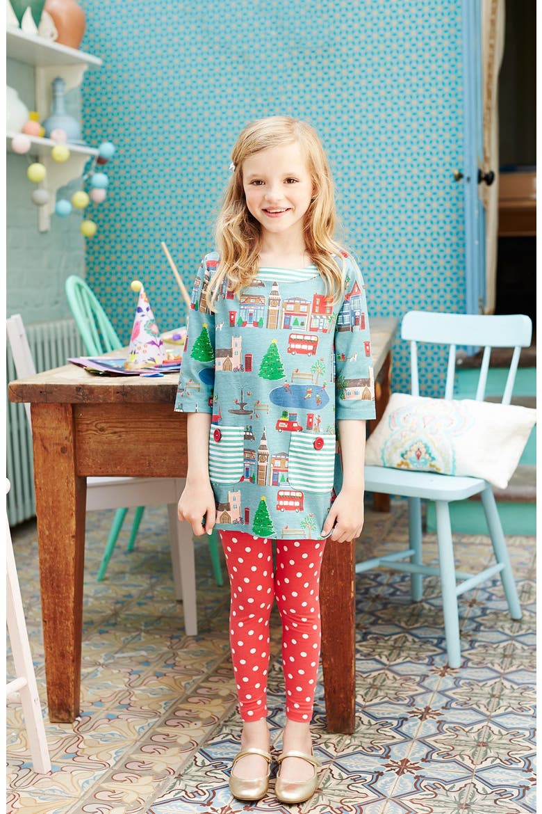 Jersey Cotton Print Tunic, Alternate, color, DUCK EGG CHRISTMAS TOWN