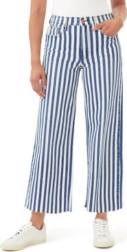 Kensie High Waist Raw Hem Wide Leg Jeans