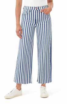 Kensie High Waist Raw Hem Wide Leg Jeans