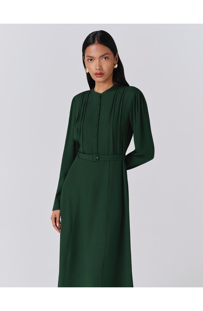 Ghost London Freya Crepe Belted Midi Dress, Alternate, color, Green
