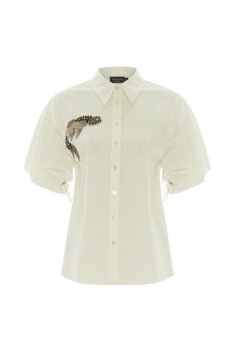 Fish Print Embellished Shirt