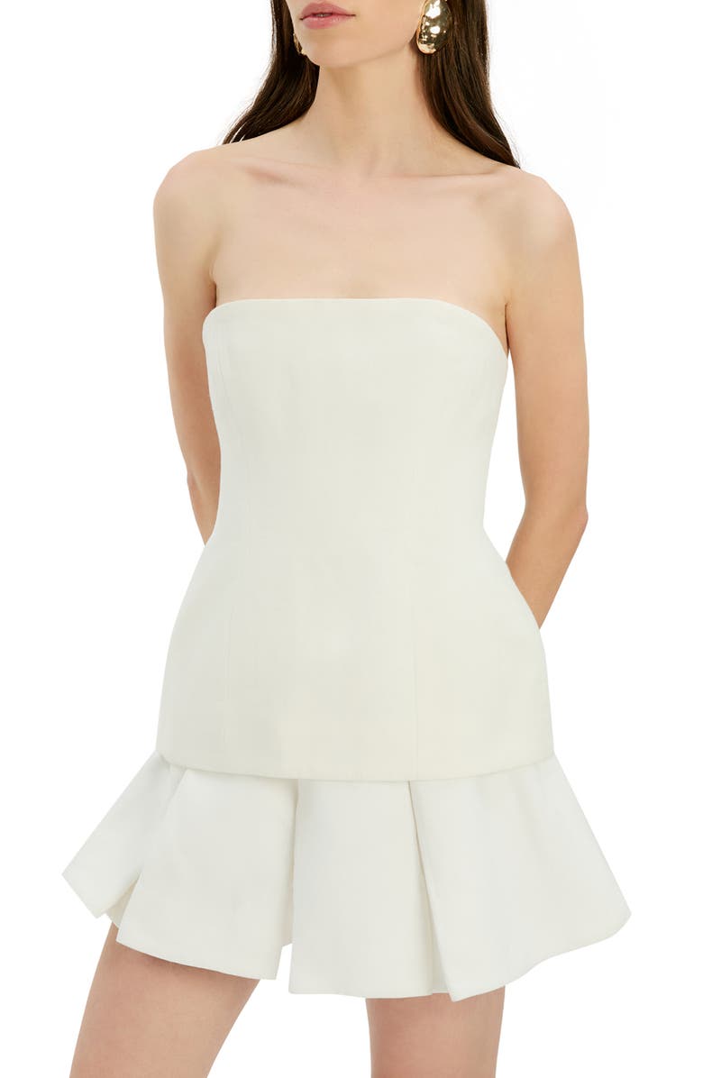Bardot Helenia Strapless Linen Top, Main, color, Orchid White
