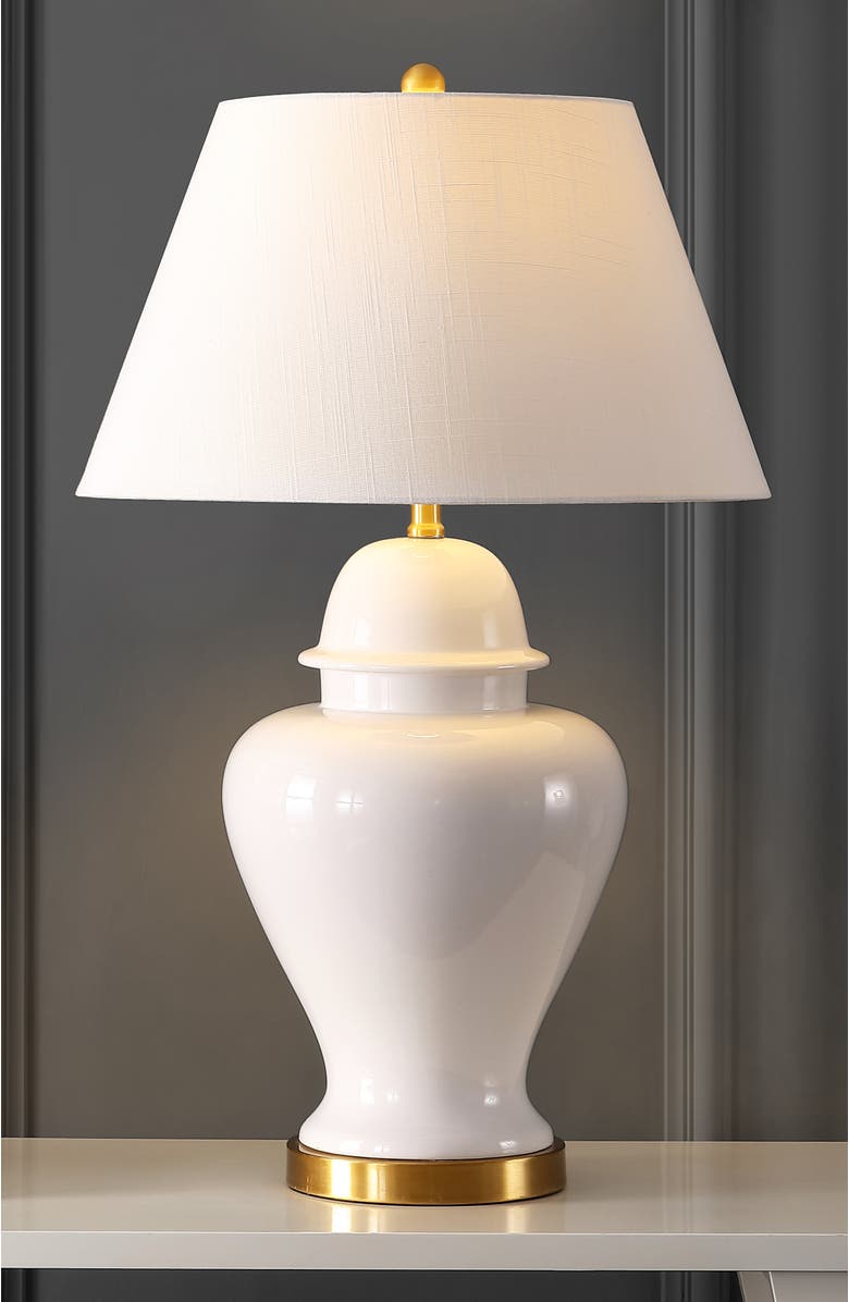 JONATHAN Y Sagwa 33" Ceramic/Iron Modern Classic LED Table Lamp, Alternate, color, White