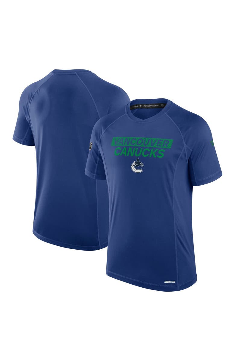 FANATICS Men's Fanatics Blue Vancouver Canucks Authentic Pro Rink Tech T-Shirt, Main, color, 