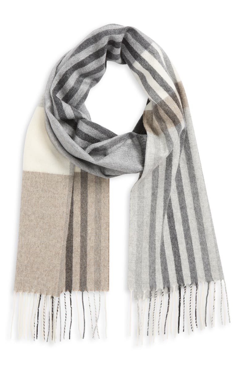 Andrew Stewart Colorblock Cashmere Scarf, Main, color, Black