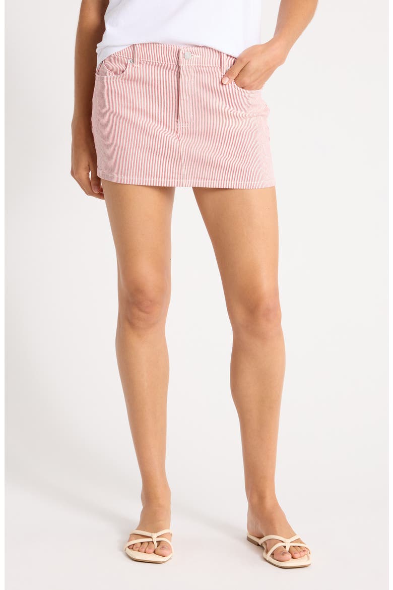 Stripe Denim Miniskirt, Main, color, RED/ WHITE STRIPE