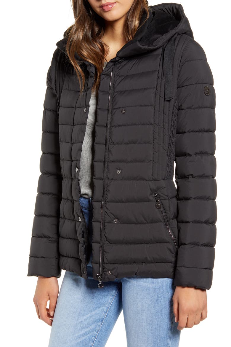 Packable Water Resistant Puffer Jacket, Main, color, BLACK