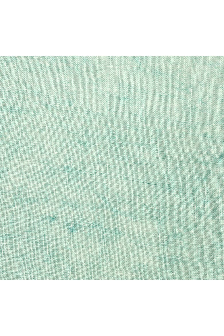 Square Stonewashed Linen Pillow with Fringe, Mint, Alternate, color, Blue