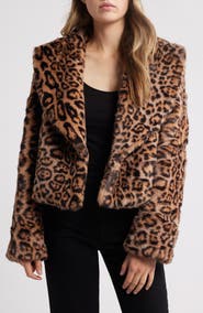 NIKKI LUND Liza Leopard Print Faux Fur Jacket