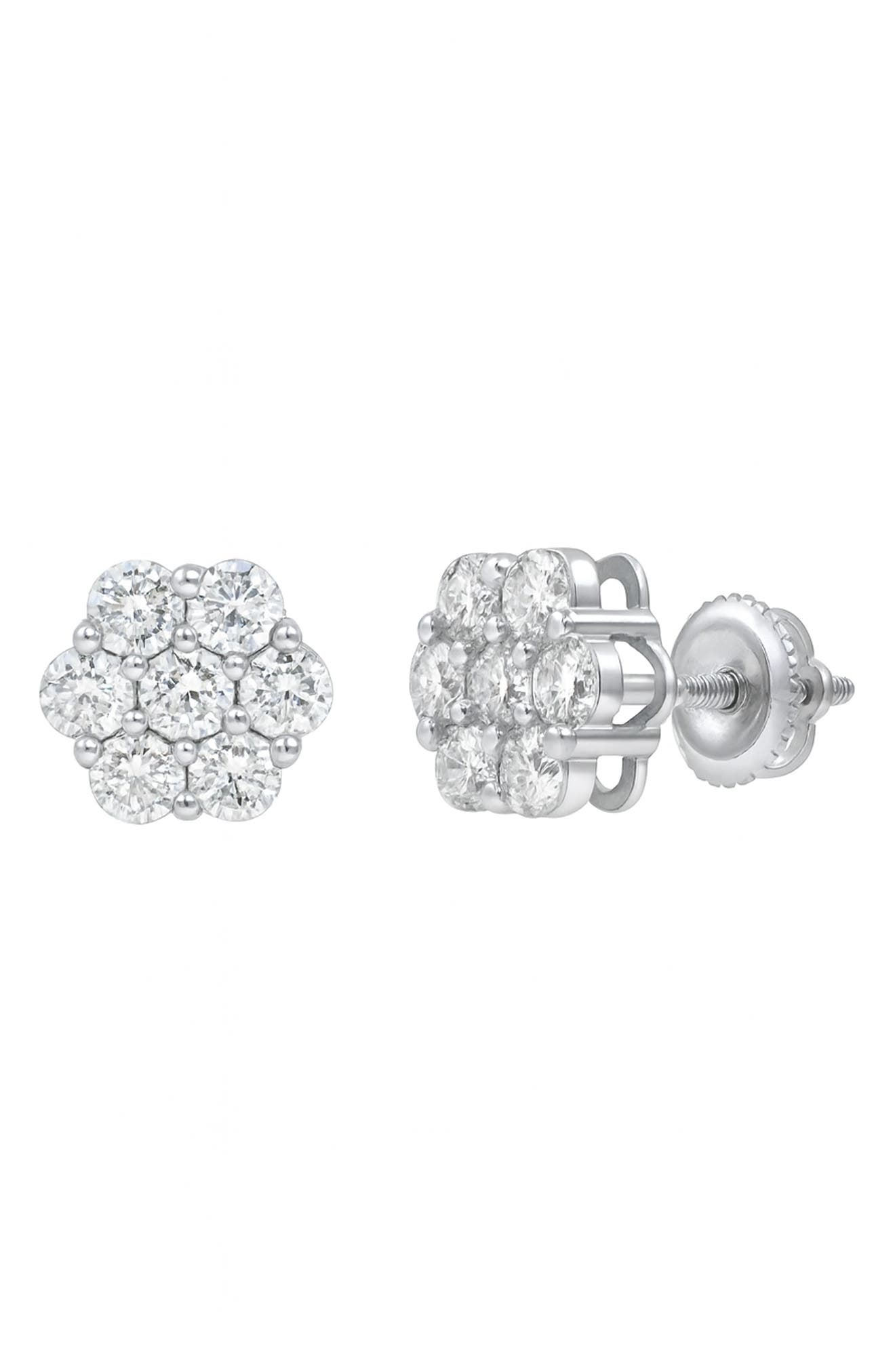 LuvMyJewelry Lab Grown Diamond Floral Cluster Stud Earrings